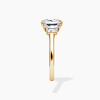 18K Solid Gold June Radiant Baguette Accent Lab Diamond Ring Gold