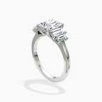 18K Solid Gold June Radiant Baguette Accent Lab Diamond Ring Gold