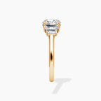 18K Solid Gold June Round Baguette Accent Lab Diamond Ring