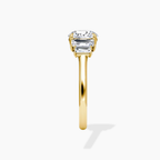 18K Solid Gold June Round Baguette Accent Lab Diamond Ring