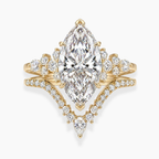 18K Solid Gold Katie Marquise Lab Diamond Bridal Ring Set