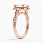 18K Solid Gold Ketlen Asscher Vintage Accent Lab Diamond Ring