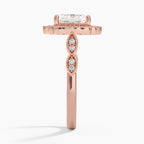 18K Solid Gold Ketlen Asscher Vintage Accent Lab Diamond Ring