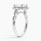18K Solid Gold Ketlen Asscher Vintage Accent Lab Diamond Ring
