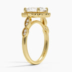 18K Solid Gold Ketlen Asscher Vintage Accent Lab Diamond Ring