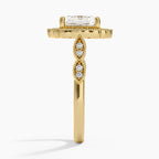 18K Solid Gold Ketlen Asscher Vintage Accent Lab Diamond Ring