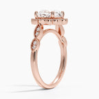 18K Solid Gold Ketlen Cushion Vintage Accent Lab Diamond Ring