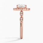 18K Solid Gold Ketlen Cushion Vintage Accent Lab Diamond Ring