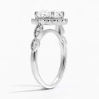 18K Solid Gold Ketlen Cushion Vintage Accent Lab Diamond Ring