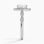 18K Solid Gold Ketlen Cushion Vintage Accent Lab Diamond Ring
