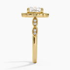 18K Solid Gold Ketlen Cushion Vintage Accent Lab Diamond Ring