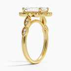 18K Solid Gold Ketlen Emerald Vintage Accent Lab Diamond Ring