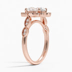 18K Solid Gold Ketlen Oval Vintage Accent Lab Diamond Ring