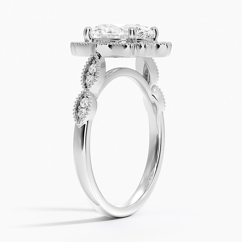 Ketlen Vintage Accents (Round Side Stones) Lab Diamond Ring in 18K Gold - Oval