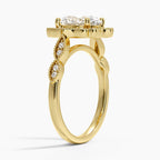 18K Solid Gold Ketlen Oval Vintage Accent Lab Diamond Ring