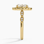 18K Solid Gold Ketlen Oval Vintage Accent Lab Diamond Ring