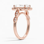 18K Solid Gold Ketlen Radiant Vintage Accent Lab Diamond Ring