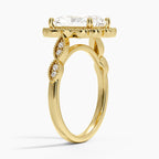 18K Solid Gold Ketlen Radiant Vintage Accent Lab Diamond Ring