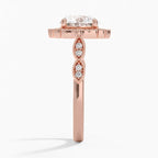 18K Solid Gold Ketlen Round Vintage Accent Lab Diamond Ring
