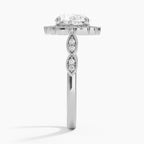 18K Solid Gold Ketlen Round Vintage Accent Lab Diamond Ring