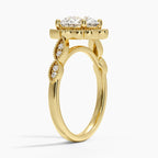 18K Solid Gold Ketlen Round Vintage Accent Lab Diamond Ring