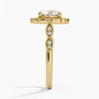 18K Solid Gold Ketlen Round Vintage Accent Lab Diamond Ring