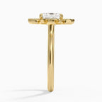 18K Solid Gold Liebe Asscher Vintage Accent Lab Diamond Ring