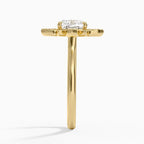 18K Solid Gold Liebe Cushion Vintage Accent Lab Diamond Ring