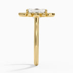 18K Solid Gold Liebe Emerald Vintage Accent Lab Diamond Ring