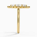 18K Solid Gold Liebe Marquise Vintage Accent Lab Diamond Ring