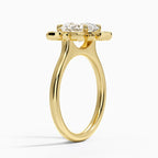 18K Solid Gold Liebe Oval Vintage Accent Lab Diamond Ring