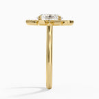 18K Solid Gold Liebe Oval Vintage Accent Lab Diamond Ring