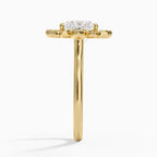18K Solid Gold Liebe Princess Vintage Accent Lab Diamond Ring