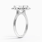 18K Solid Gold Liebe Radiant Vintage Accent Lab Diamond Ring