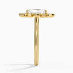 18K Solid Gold Liebe Radiant Vintage Accent Lab Diamond Ring