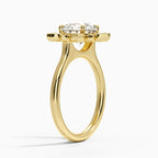 18K Solid Gold Liebe Round Vintage Accent Lab Diamond Ring