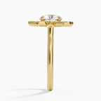 18K Solid Gold Liebe Round Vintage Accent Lab Diamond Ring