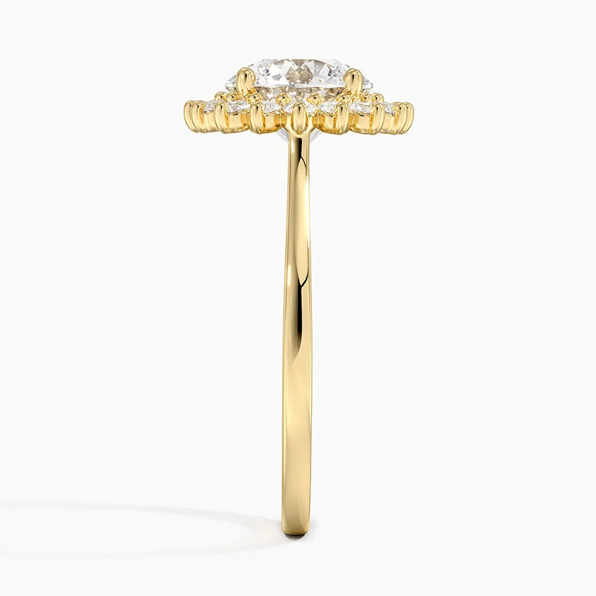 Liubov Vintage Accents (Round Side Stones) Lab Diamond Ring in 18K Gold - Round