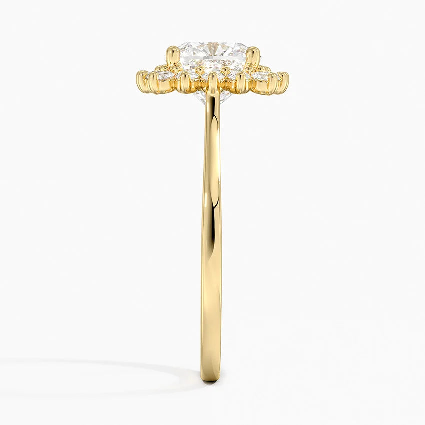 Liubov Vintage Accents (Round Side Stones) Lab Diamond Ring in 18K Gold - Cushion