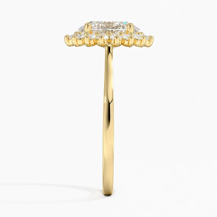 Liubov Vintage Accents (Round Side Stones) Lab Diamond Ring in 18K Gold - Oval
