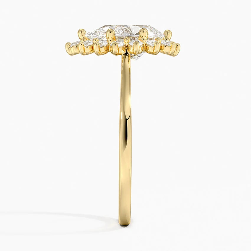 Liubov Vintage Accents (Round Side Stones) Lab Diamond Ring in 18K Gold - Pear