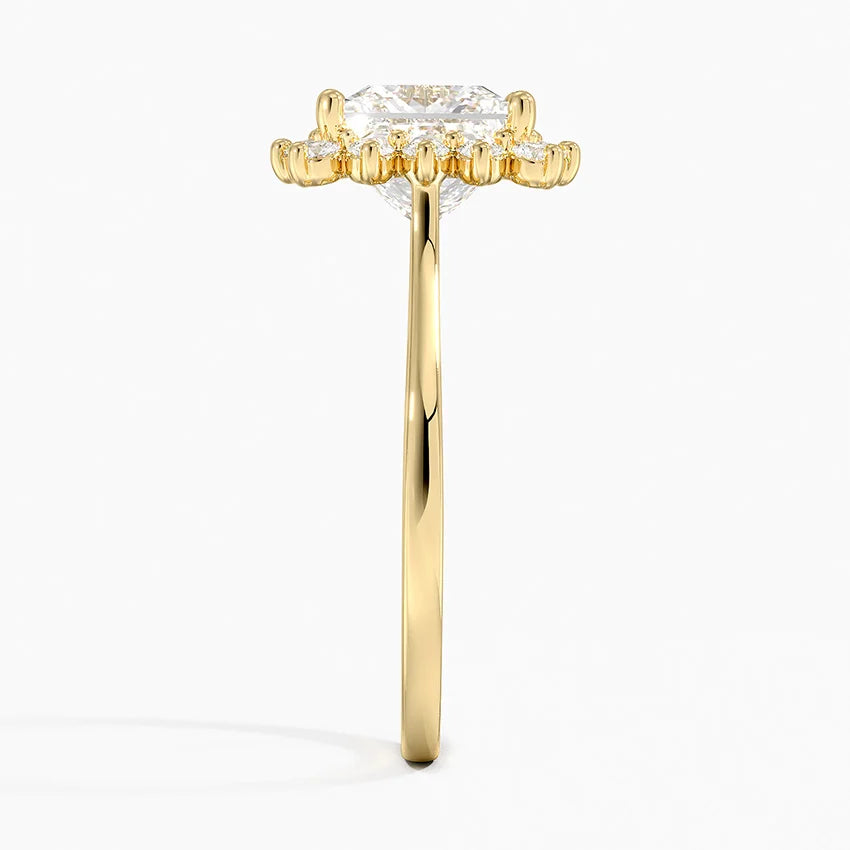 Liubov Vintage Accents (Round Side Stones) Lab Diamond Ring in 18K Gold - Princess