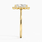 18K Solid Gold Liubov Radiant Vintage Accent Lab Diamond Ring