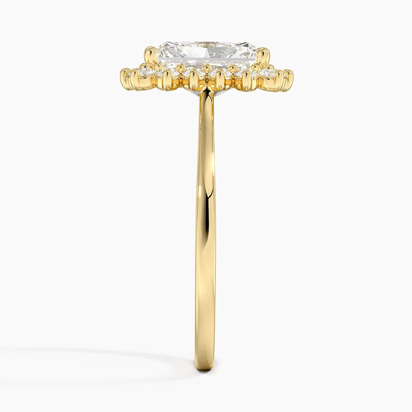Liubov Vintage Accents (Round Side Stones) Lab Diamond Ring in 18K Gold - Radiant