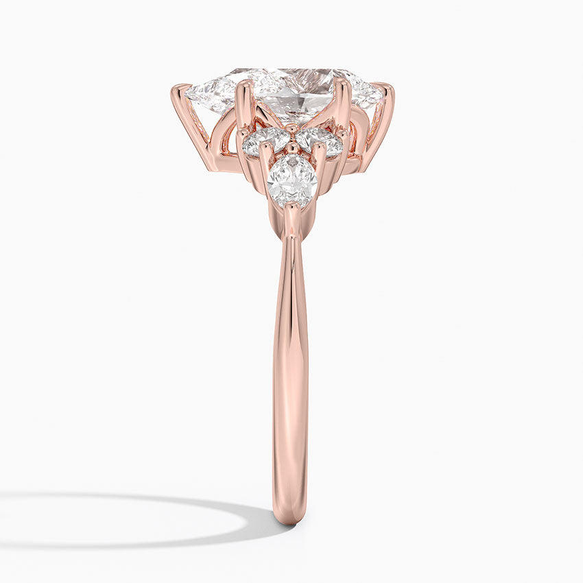 18K Solid Gold Rosea Pear Accent Lab Diamond Ring