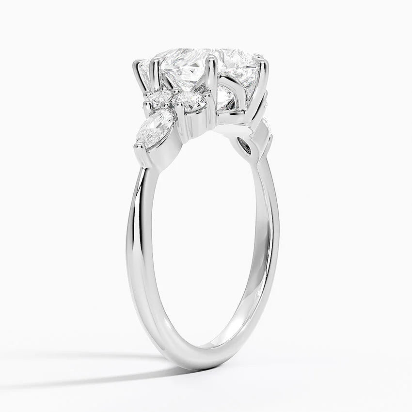 18K Solid Gold Rosea Pear Accent Lab Diamond Ring