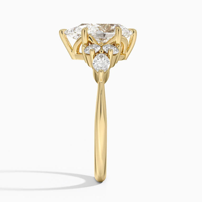 18K Solid Gold Rosea Pear Accent Lab Diamond Ring