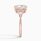 18K Solid Gold Rosea Radiant Accent Lab Diamond Ring