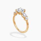 18K Solid Gold Leona Asscher Accent Lab Diamond Ring