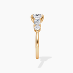 18K Solid Gold Leona Asscher Accent Lab Diamond Ring